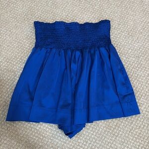 Royal Blue Satin High-Rise Shorts